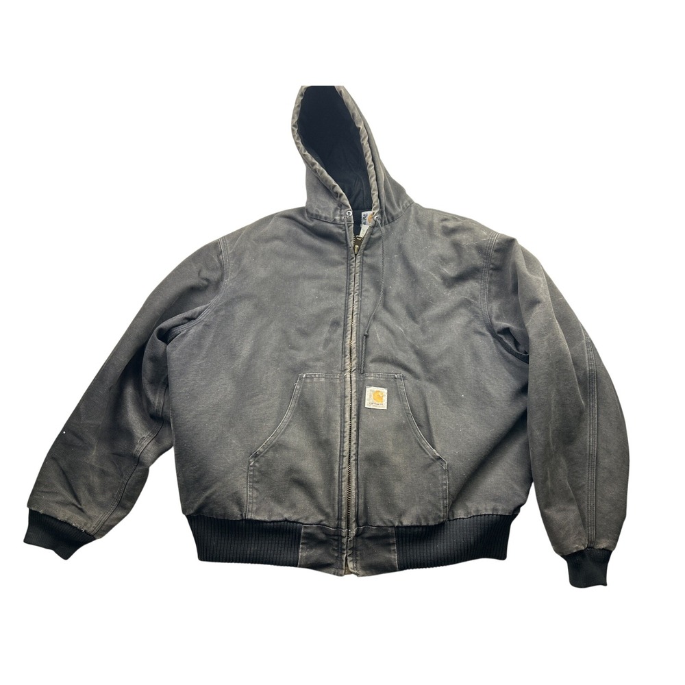 Vintage 2000 Carhartt Jacket L Faded Black USA Made Thermal Lined Workwear